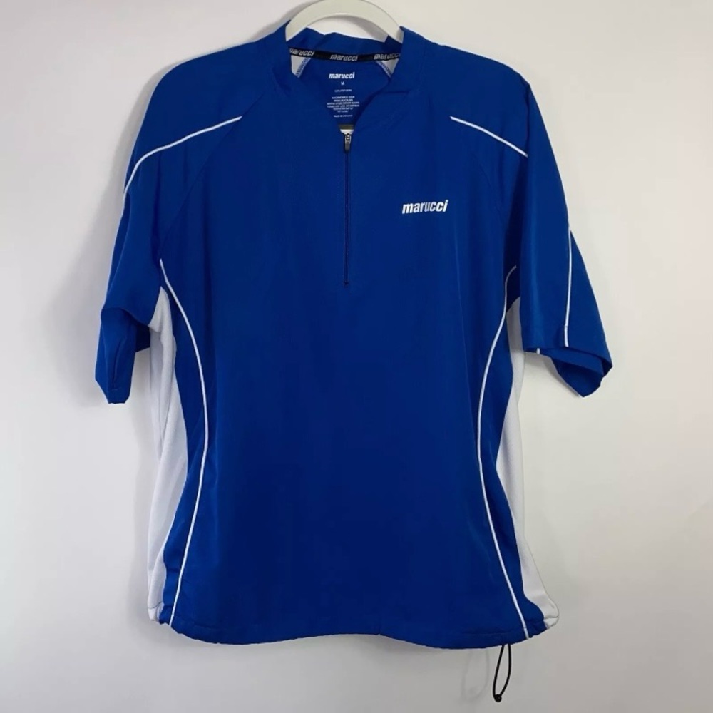 Marucci Men’s 1/4 Zip Shirt w/ Drawstring At Hem Baseball Athletic Blue Size M